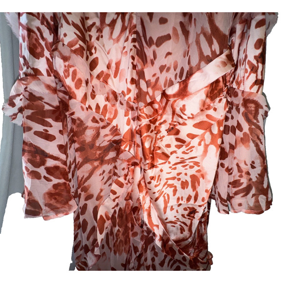 New Asos Pink Ruffle Animal Print Long Sleeve Maxi Dress Size (US)24 - Picture 10 of 14